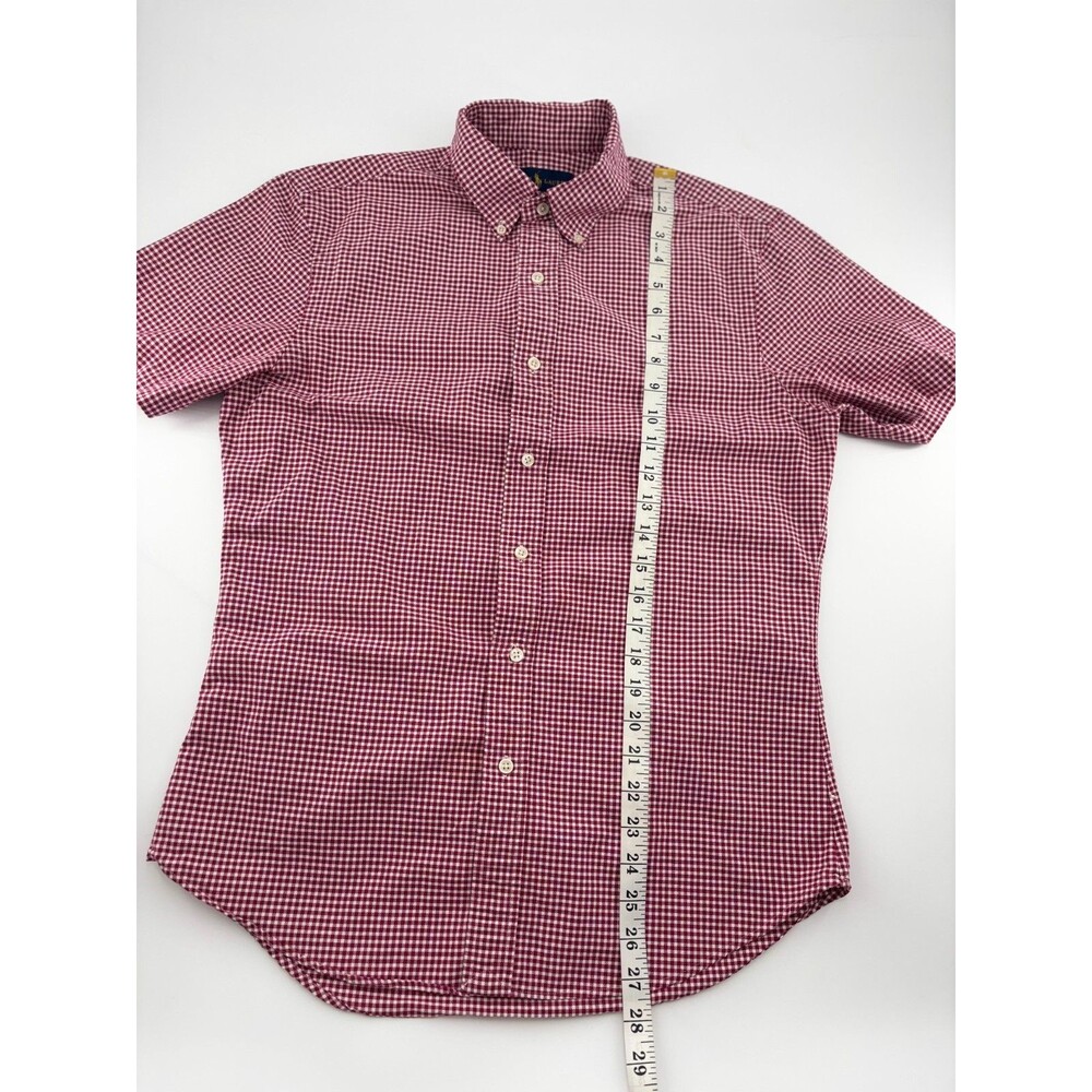Polo Ralph Lauren Boys Size M 10-12 Red White Gingham Short Sleeve Button Down - Picture 4 of 6